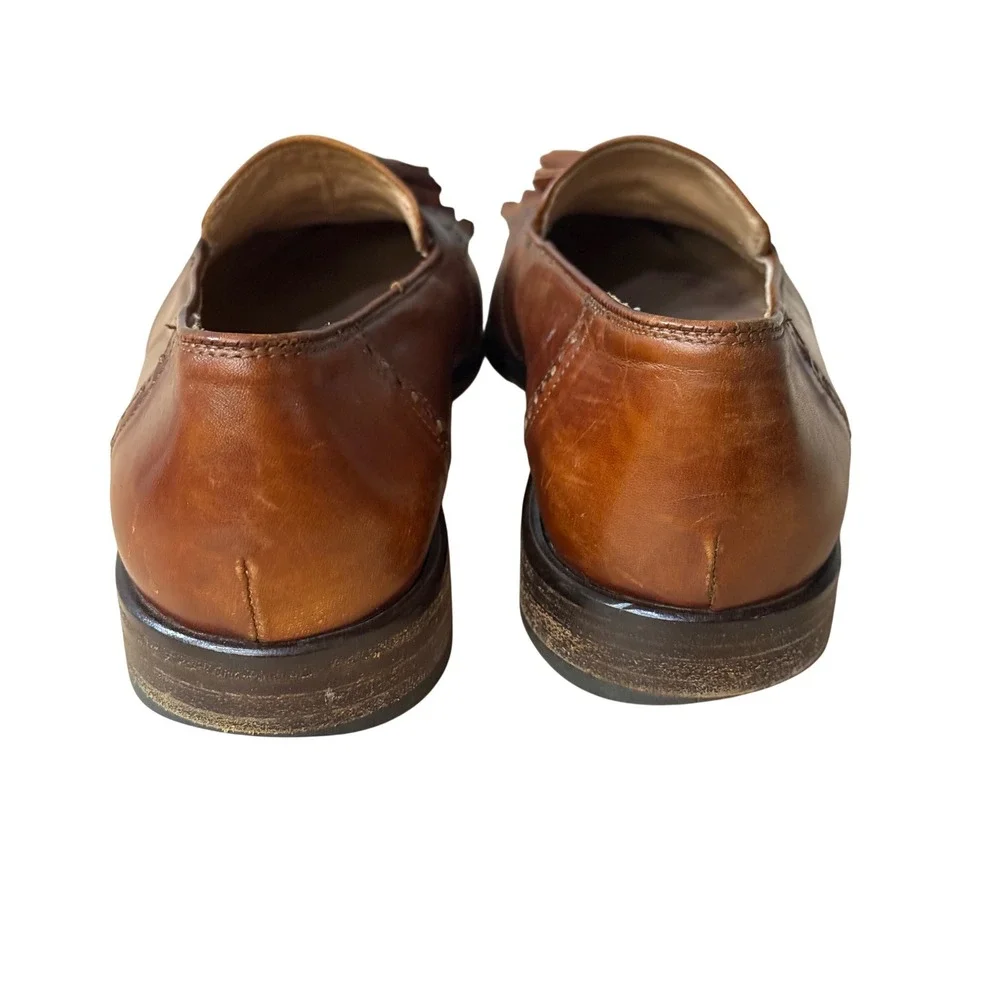 Cable & Co Mens Cognac Leather‎ Tassel Kiltie Loafers Made in Italy Brogue 10.5M